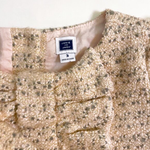 Janie and Jack Blush Bouclé Dress, Size 3 - Picture 4 of 5